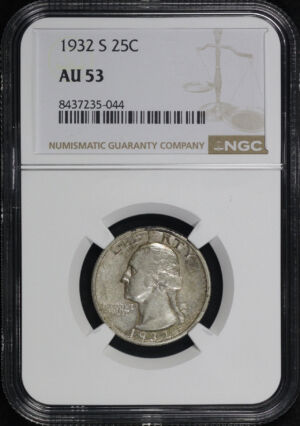 Obverse of this 1932-S Washington Quarter NGC AU-53