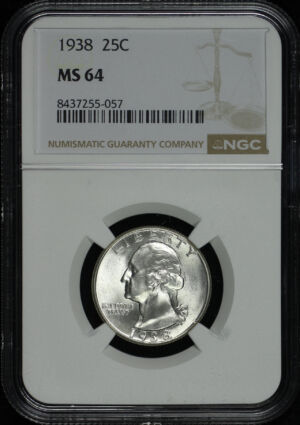Obverse of this 1938 Washington Quarter NGC MS-64