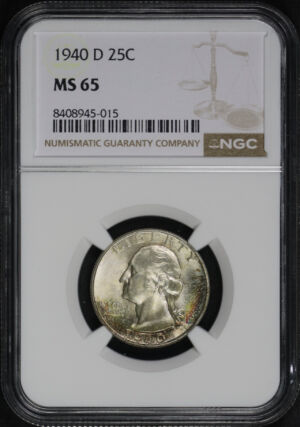 Obverse of this 1940-D Washington Quarter NGC MS-65
