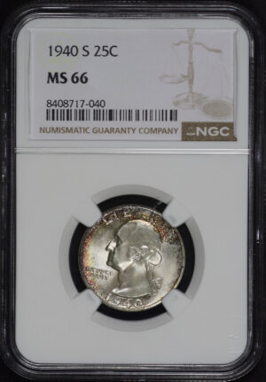 Obverse of this 1940-S Washington Quarter NGC MS-66
