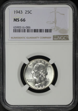 Obverse of this 1943 Washington Quarter NGC MS-66