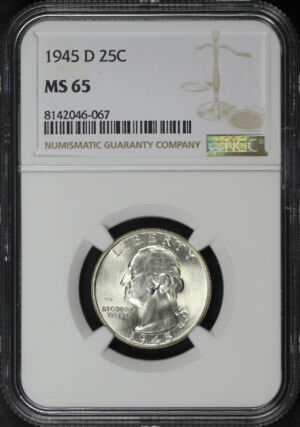 Obverse of this 1945-D Washington Quarter NGC MS-65