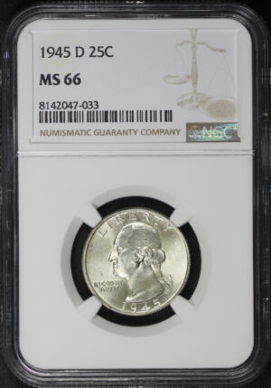 Obverse of this 1945-D Washington Quarter NGC MS-66