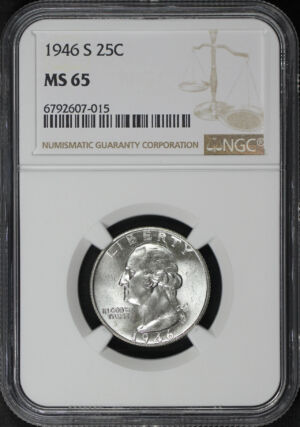 Obverse of this 1946-S Washington Quarter NGC MS-65