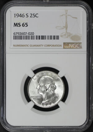 Obverse of this 1946-S Washington Quarter NGC MS-65