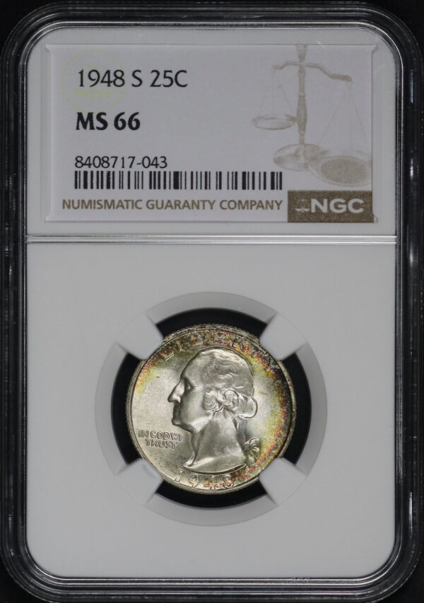 Obverse of this 1948-S Washington Quarter NGC MS-66