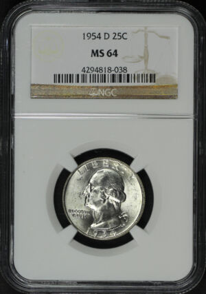Obverse of this 1954-D Washington Quarter NGC MS-64