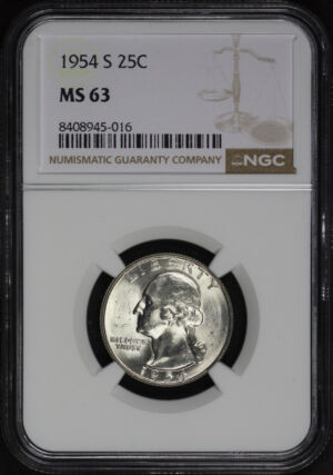 Obverse of this 1954-S Washington Quarter NGC MS-63