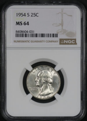 Obverse of this 1954-S Washington Quarter NGC MS-64