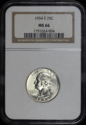 Obverse of this 1954-S Washington Quarter NGC MS-66
