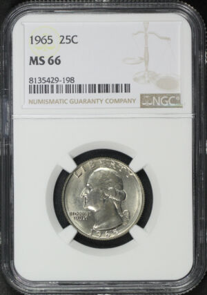 Obverse of this 1965 Washington Quarter NGC MS-66