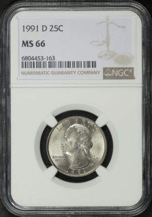 Obverse of this 1991-D Washington Quarter NGC MS-66