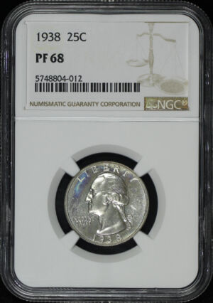 Obverse of this 1938 Washington Quarter NGC PF-68