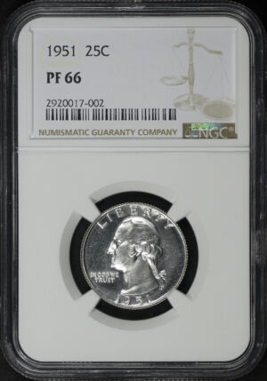 Obverse of this 1951 Washington Quarter NGC PF-66