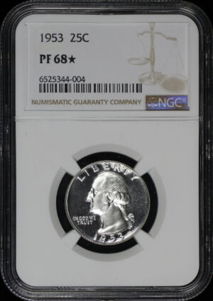 Obverse of this 1953 Washington Quarter NGC PF-68★