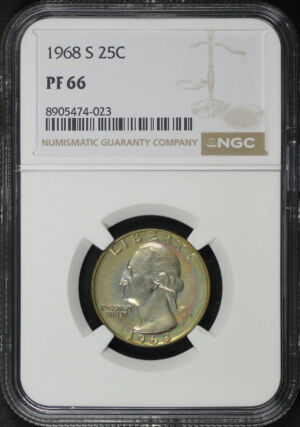 Obverse of this 1968-S Washington Quarter NGC PF-66