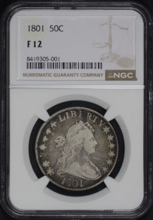 Obverse of this 1801 Draped Bust Half Dollar NGC F-12