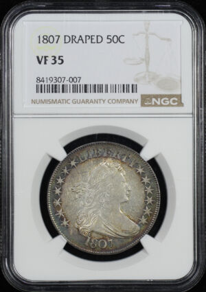 Obverse of this 1807 Draped Bust Half Dollar NGC VF-35
