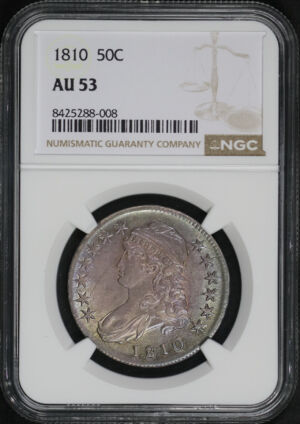 Obverse of this 1810 Capped Bust Half Dollar NGC AU-53
