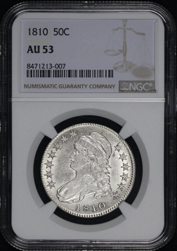 Obverse of this 1810 Capped Bust Half Dollar NGC AU-53