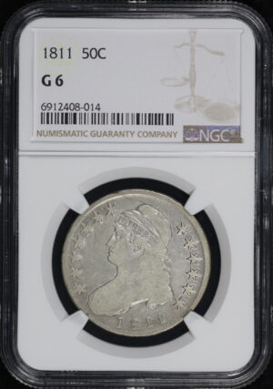 Obverse of this 1811 Large 8 Capped Bust Half Dollar NGC G-6