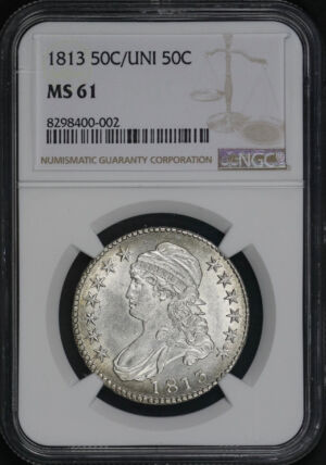 Obverse of this 1813 Capped Bust Half Dollar 50C/UNI NGC MS-61