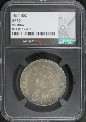 Obverse of this 1814 Capped Bust Half Dollar NGC XF-45 VaultBox