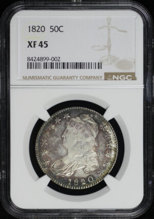Obverse of this 1820 Capped Bust Half Dollar NGC XF-45