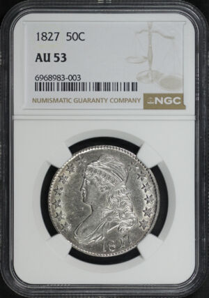 Obverse of this 1827 Capped Bust Half Dollar NGC AU-53