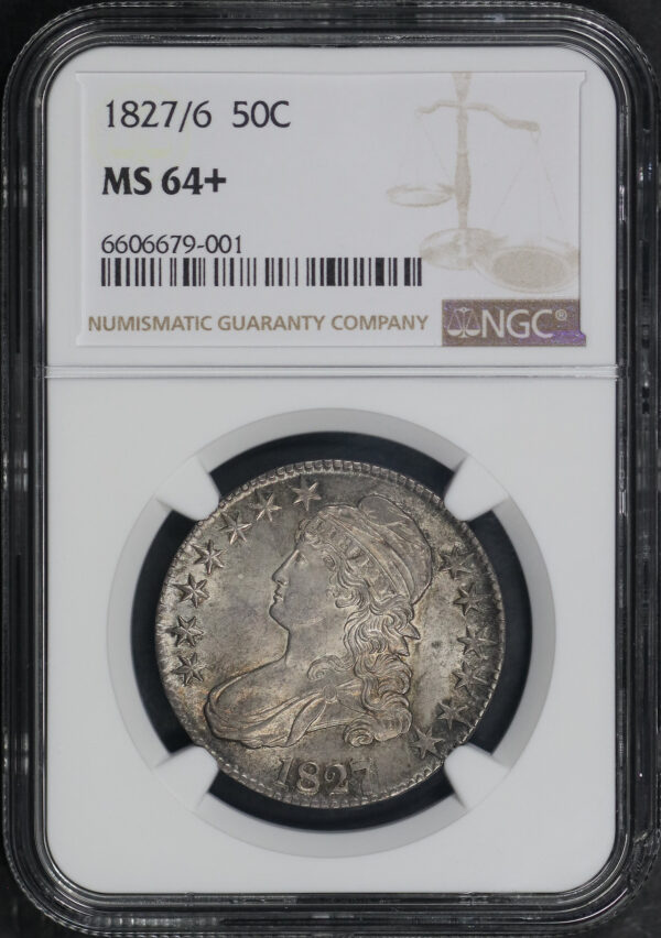 Obverse of this 1827/6 Capped Bust Half Dollar NGC MS-64+