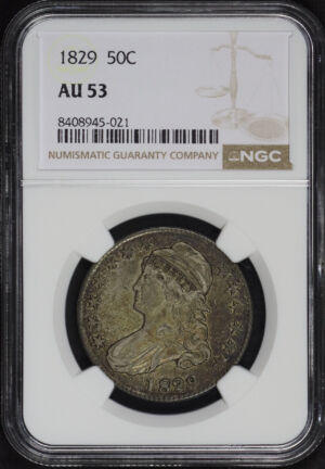 Obverse of this 1829 Capped Bust Half Dollar NGC AU-53