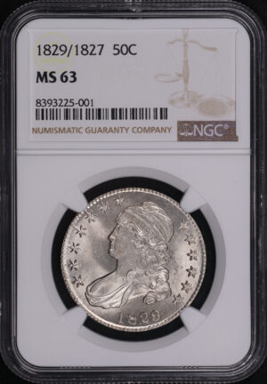 Obverse of this 1829/1827 Capped Bust Half Dollar NGC MS-63