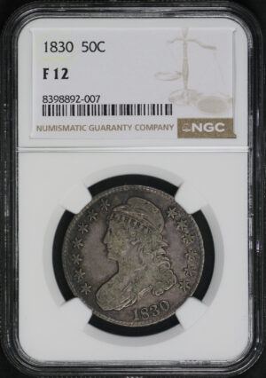 Obverse of this 1830 Capped Bust Half Dollar NGC F-12