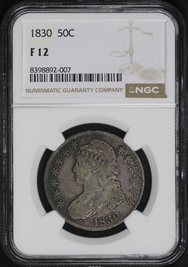 Obverse of this 1830 Capped Bust Half Dollar NGC F-12