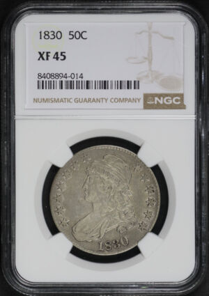 Obverse of this 1830 Capped Bust Half Dollar NGC XF-45