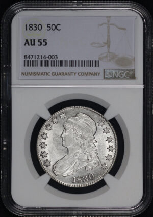 Obverse of this 1830 Capped Bust Half Dollar NGC AU-55