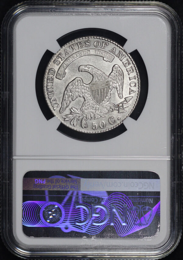 Reverse of this 1830 Capped Bust Half Dollar Small 0 NGC AU-55