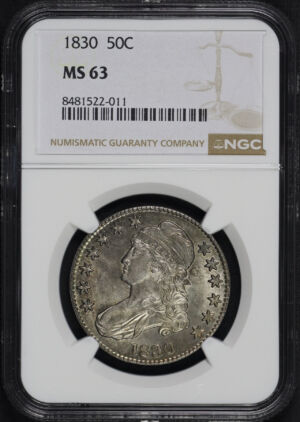 Obverse of this 1830 Capped Bust Half Dollar NGC MS-63