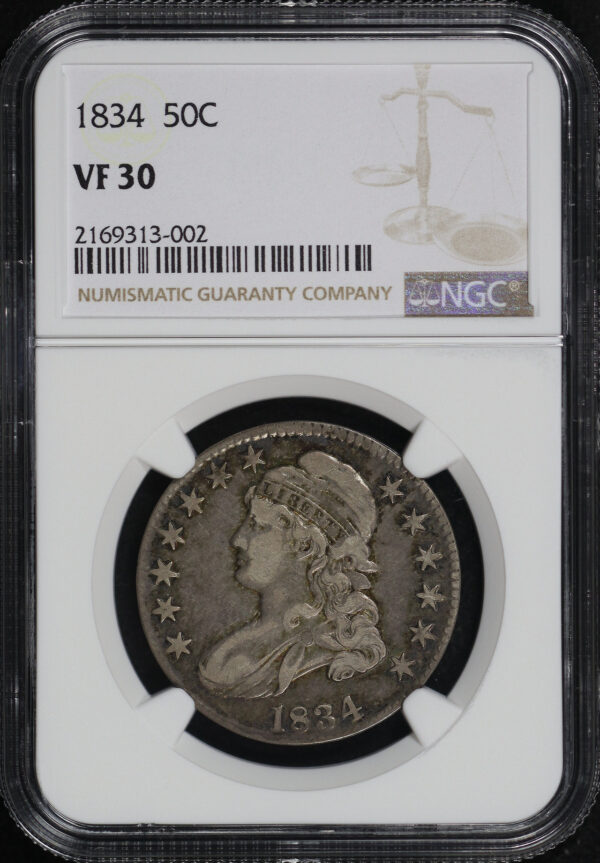 Obverse of this 1834 Capped Bust Half Dollar NGC VF-30