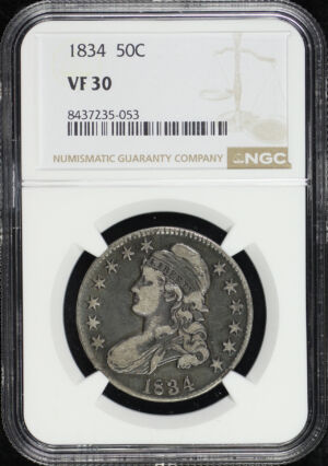 Obverse of this 1834 Capped Bust Half Dollar NGC VF-30