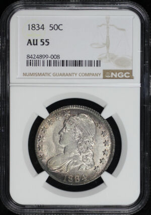 Obverse of this 1834 Capped Bust Half Dollar NGC AU-55