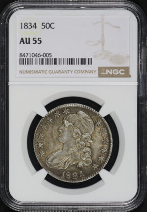 Obverse of this 1834 Capped Bust Half Dollar NGC AU-55