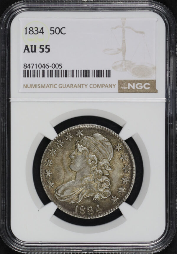 Obverse of this 1834 Capped Bust Half Dollar NGC AU-55