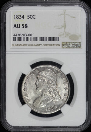 Obverse of this 1834 Capped Bust Half Dollar NGC AU-58
