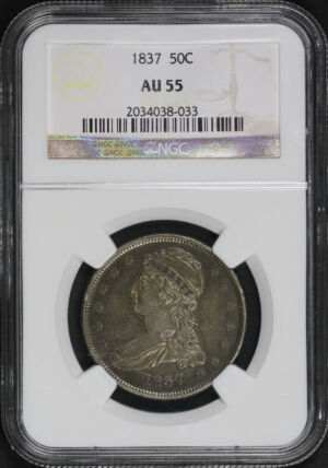 Obverse of this 1837 Capped Bust Half Dollar NGC AU-55