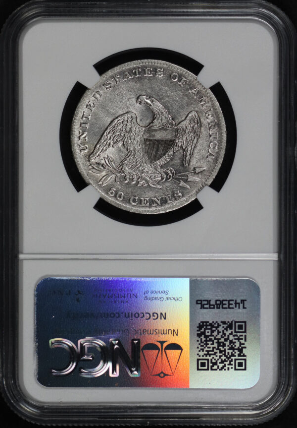 Reverse of this 1837 Capped Bust Half Dollar NGC AU-55