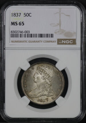 Obverse of this 1837 Capped Bust Half Dollar NGC MS-65