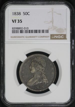 Obverse of this 1838 Capped Bust Half Dollar NGC VF-35
