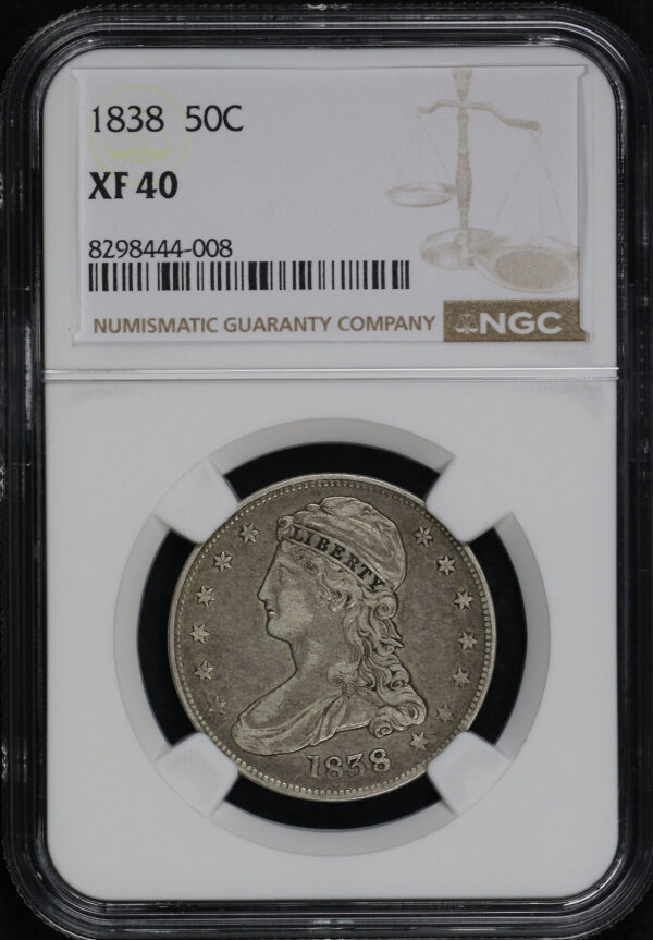 Obverse of this 1838 Capped Bust Half Dollar NGC XF-40