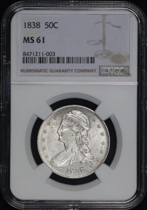 Obverse of this 1838 Capped Bust Half Dollar NGC MS-61